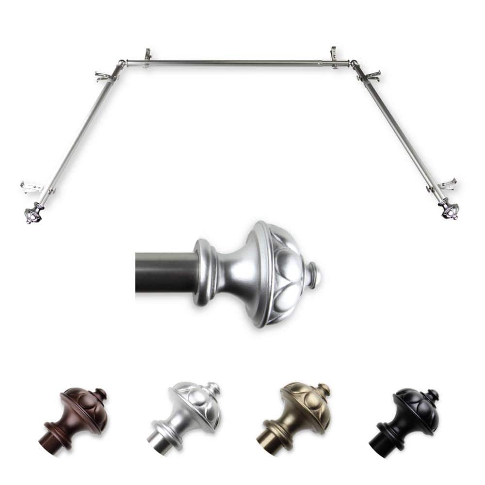 "13/16"" Dia Adjustable 20""-36"", 38""-72"" Bay Window Curtain Rod with Nicolas Finials in Satin Nickel" price history on PriceWatchPro