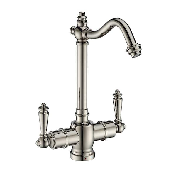 Whitehaus Collection Dual Handle Instant Hot and Cold Water Dispenser with Traditional Spout and Self Closing Handle in Polished Nickel