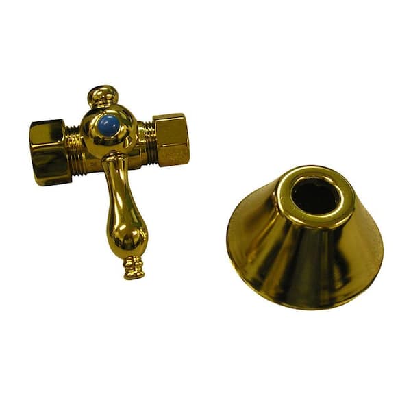 Barclay Products 1/2 in. x 5/8 in. Compression Straight Stop with Flange in Polished Brass