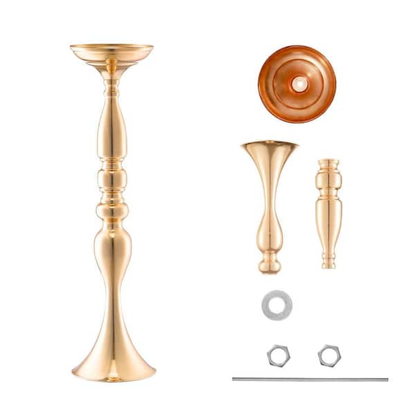 24-Pieces 50cm/19.7" Tall Wedding Flower Vase Metal Wedding Centerpiece Gold Floral Arrangement Stand Display Rack Round