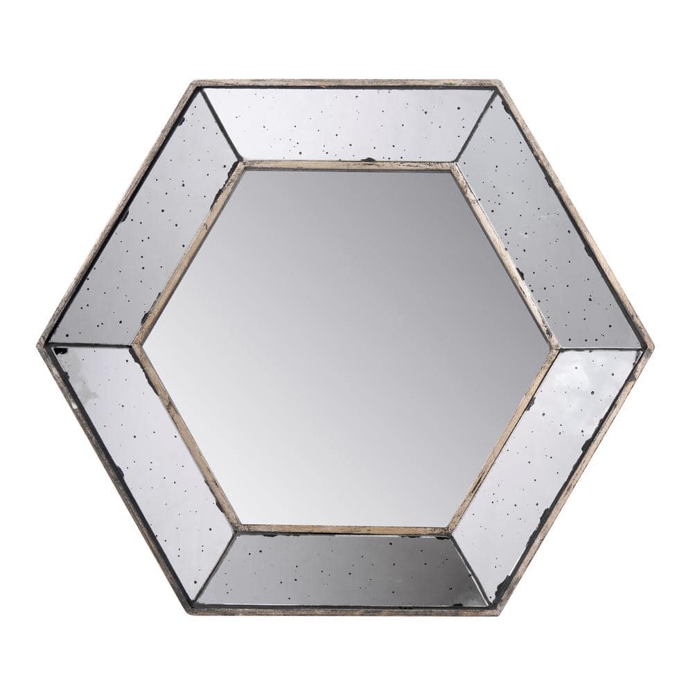 Minimalist Elegance Silver 21.4 in. W x 18.6 in. H Traditional Hexagon MDF 