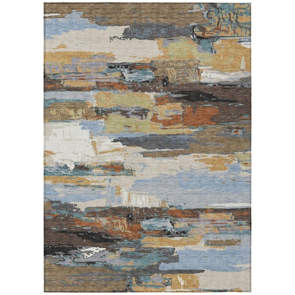 Chantille Machine Washable Indoor/Outdoor Abstract ACN2249 Mocha 5 ft. x 7 ft. 6 in. Area Rug