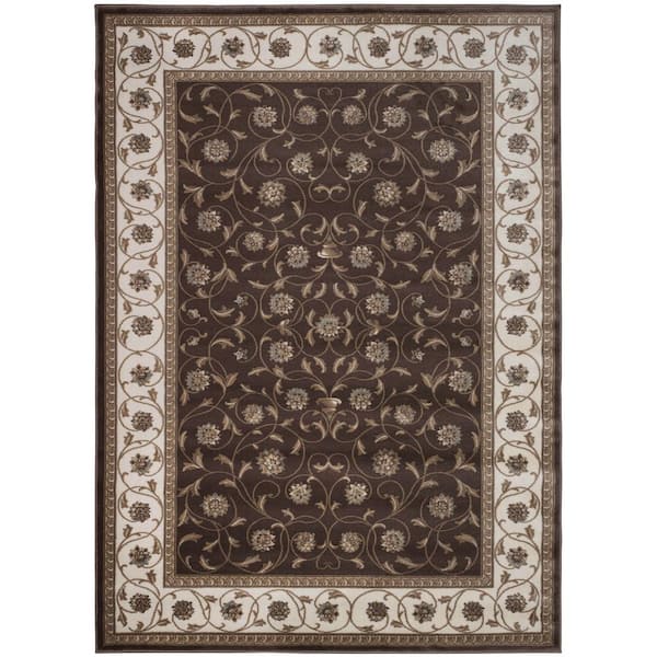 Unbranded Pisa Brown 5 ft. x 7 ft. Traditional Oriental Floral Scroll Area Rug