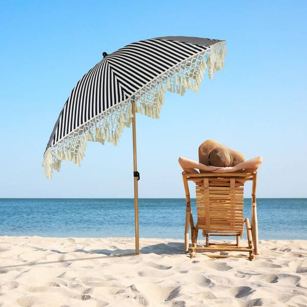 beach patio umbrellas 6ft Coconut Fiber Umbrella – Handwoven Natural Outdoor Shade making it resistant to bending or breaking in windy conditions In Swimming Pool Umbrellas |