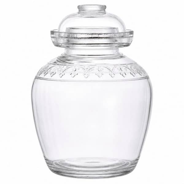 2.5 L Liter Fermentation Jar with Lid, Traditional Fermenting Crock Kit with Water Seal Airlock Lid