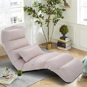 New Beige Folding Lazy Sofa Chair Stylish Sofa Couch Beds Lounge Chair with Pillow