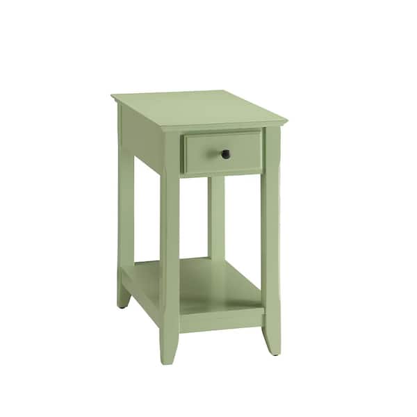 Acme Furniture Bertie 22 in. Light Green Rectangle Wood Top End Table with Drawers