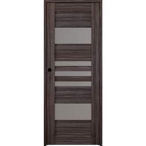 Leti 18 in. x 80 in. Right-Hand 5-Lite Frosted Glass Solid Core Gray Oak Wood Composite Single Prehung Interior Door