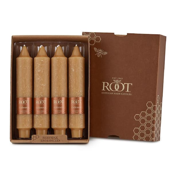 ROOT CANDLES 7 in. Timberline Collenette Beeswax Dinner Candle (Box of 4)