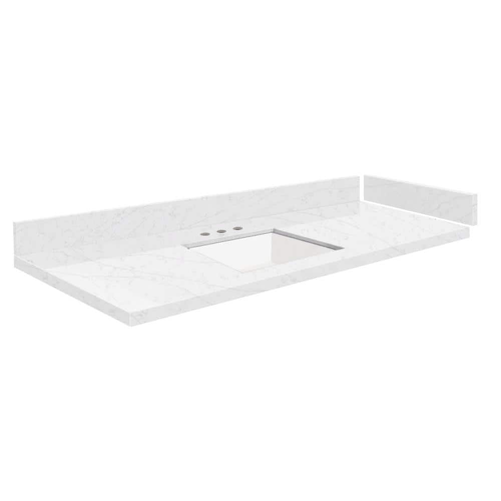 Silestone 49.5 in. W x 22.25 in. D Quartz White Rectangular Single Sink Vanity Top in Statuario -  Transolid, 608197346316