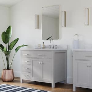 Bristol 43 in. W x 22 in. D x 36 in. H Freestanding Bath Vanity in Grey with Pure White Quartz Top