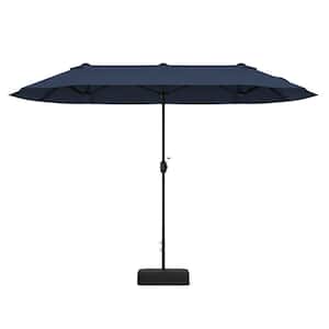 13 ft. Double-Sided Patio Twin Table Market Umbrella with Crank Handle in Navy