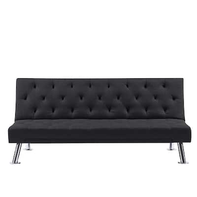 Black Futon Sofa Bed Upholstered Convertible Sleeper