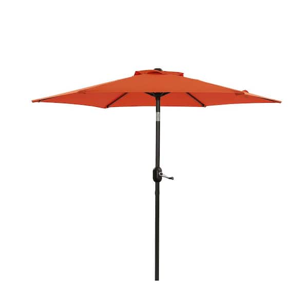 maocao hoom 7.5 ft. Round Outdoor Market Patio Umbrella with Tilt and Crank Mechanism in Orange