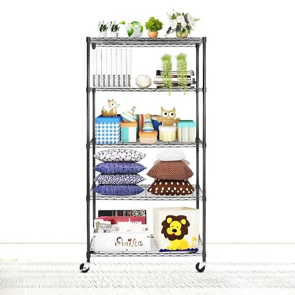 5 Tier Rolling Steel Shelving Unit Wire Shelves Garage Shelving