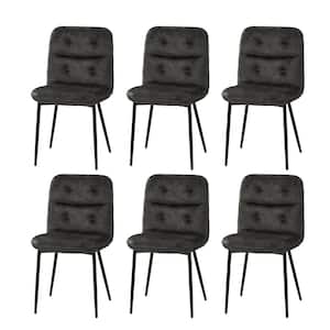 Chris Charcoal Modern Tufted Upholstered Dining Chair with Metal Legs Set of 6