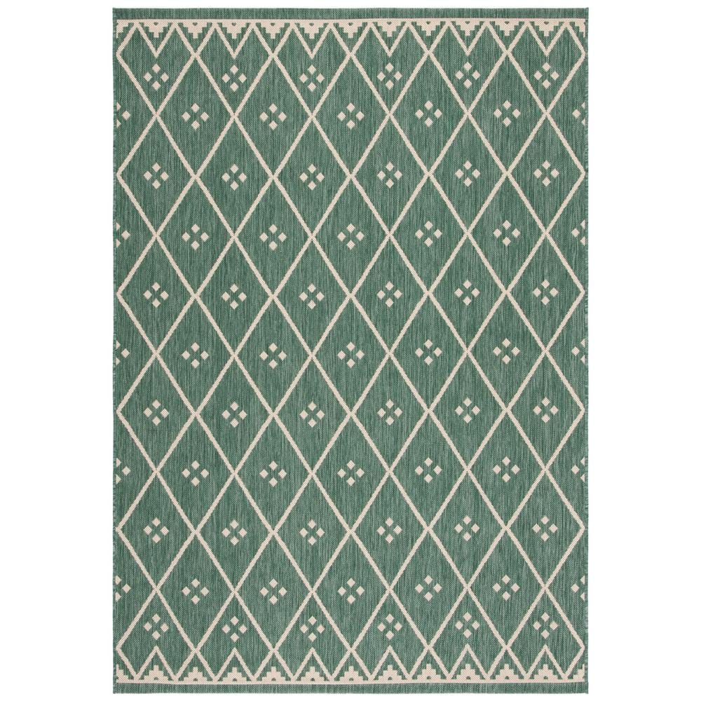 Courtyard Dark Green/Beige 7 ft. x 10 ft. Tribal Diamond Indoor/Outdoor Patio  Area Rug price history on PriceWatchPro