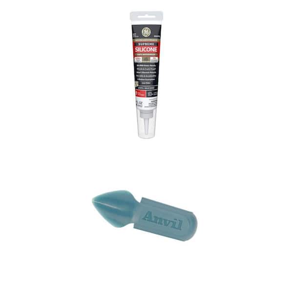 Supreme 2.8 oz. White Kitchen and Bath Caulk with 2-in-1 Caulk Finishing Tool Combo