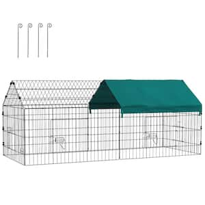 73 in. x 30 in. x 30 in. Galvanized Metal Walk-In Chicken Coop House Poultry Cage w/ Shade Roof,for Rabbits,Duck,Chicken