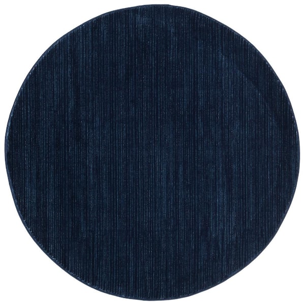 SAFAVIEH Vision Navy 7 ft. x 7 ft. Round Solid Area Rug VSN606N-7R ...