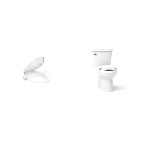 Purewash M300 White Bidet Seat for Elongated Toilets and Gleam 12 in. Toilet with Soft Close Seat Combo