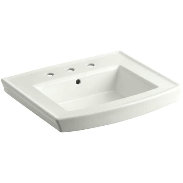 KOHLER Archer 20.4375 in. Vitreous China Pedestal Sink Basin in Dune with Overflow Drain