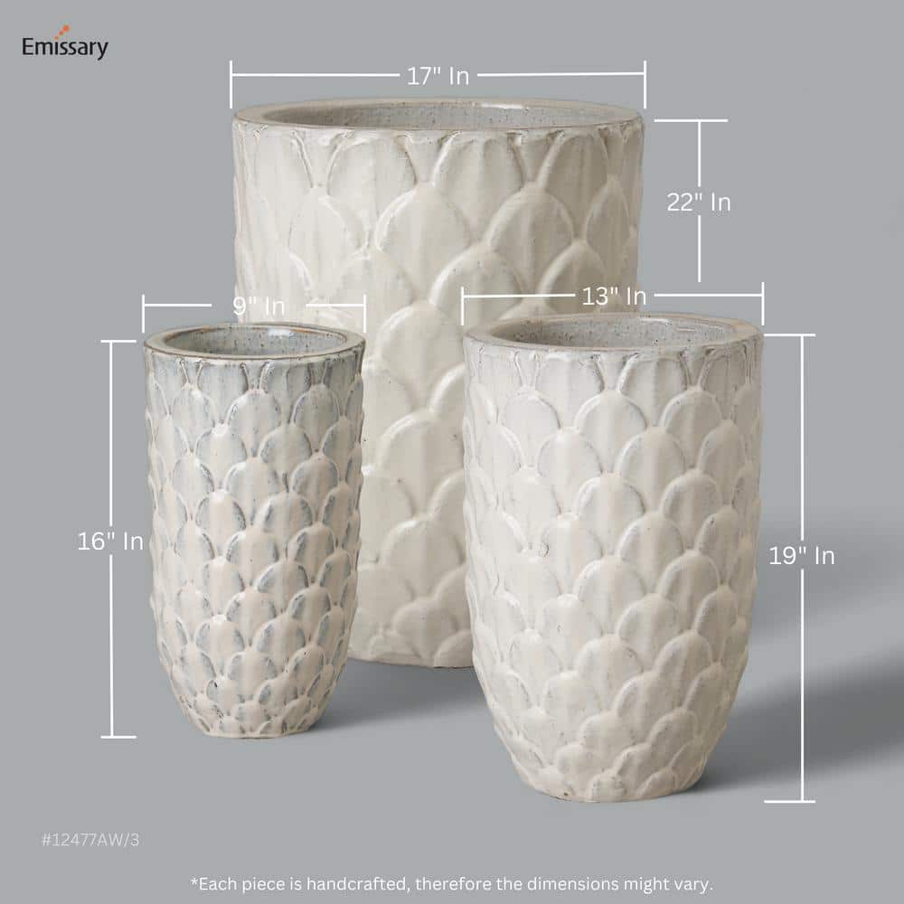 Antique White Ceramic Pinecone Planter for Indoor/Outdoor Use