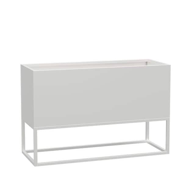 Metal 48.6 in. Lx18. 1in. Wx36. 2in. H 293qts. Raised Rectangular White Outdoor Iron Planter (1-Pack)