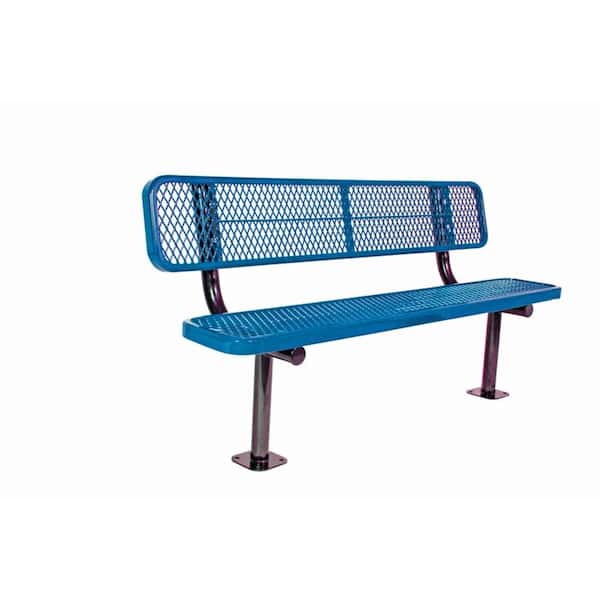 6 ft. Diamond Blue Commercial Park Bench with Back Surface Mount
