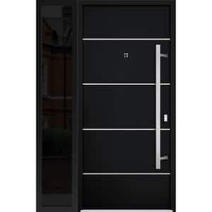 6083 48 in. x 80 in. Left-hand/Inswing Sidelight Black Enamel Steel Prehung Front Door with Hardware