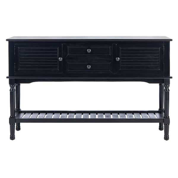 SAFAVIEH Tate 47.3 in. 2-Drawer Black Console Table