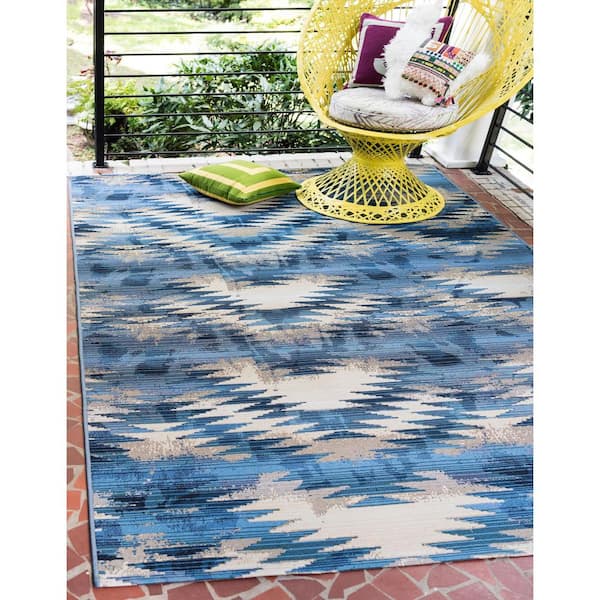 Outdoor Aztec Blue 10' 0 x 12' 0 Area Rug