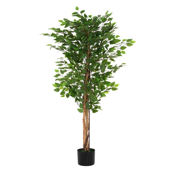 5.25 ft. Green Artificial Ficus Tree in Pot for Home Office, Living Room Decor