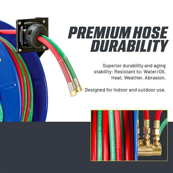 1/4 in. x 65 ft. Steel Single Arm Oxygen Acetylene Welding Hose Reel