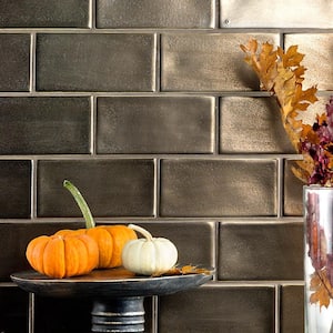 Delphi Subway Metallic Copper 3 in. x 6 in. Polished Wall Ceramic Tile (4 Sq. Ft. / Case)