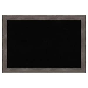 Pinstripe Lead Grey Wood Framed Black Corkboard 27 in. x 19 in. Bulletin Board Memo Board
