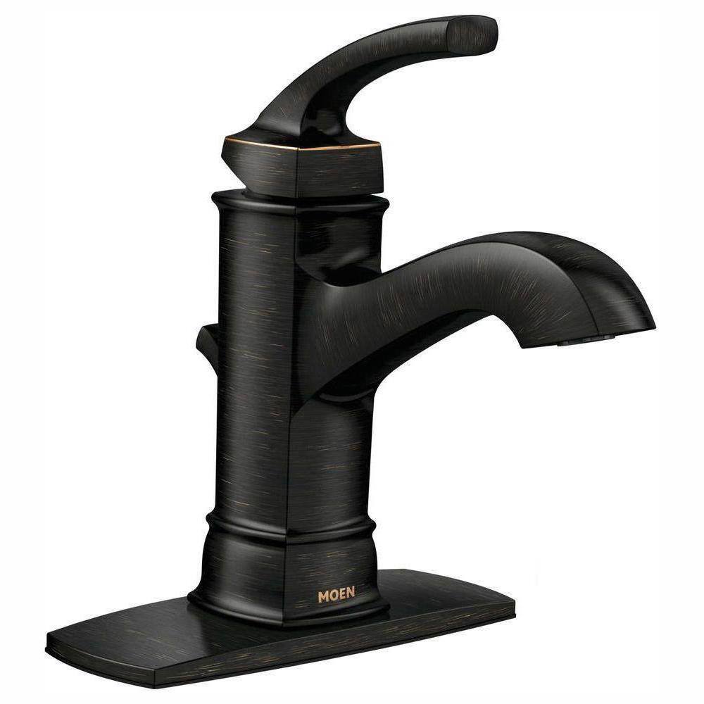 Moen Hensley Single Hole Single Handle Bathroom Faucet In Mediterranean Bronze Ws84414mbrb The Home Depot