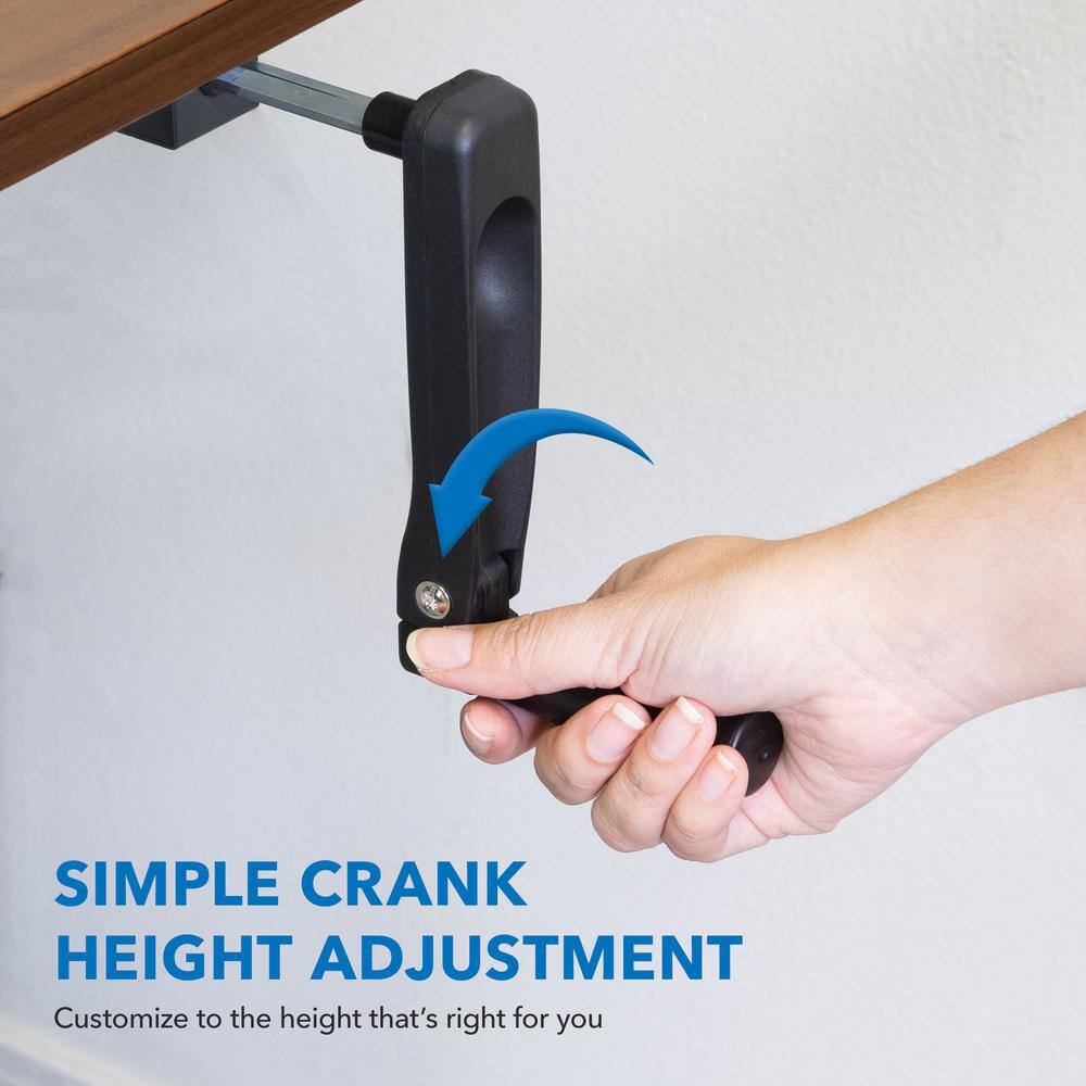 ErgoFlex Hand Crank Adjustable Sit-Stand Desk in Black and Brown