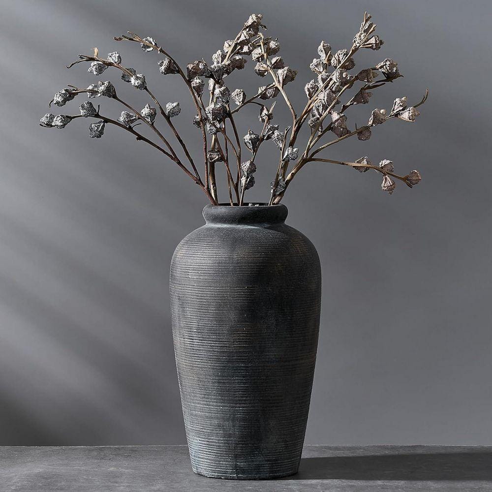 11 in. Bronze Round Ceramic Decorative Farmhouse Tall Vase for