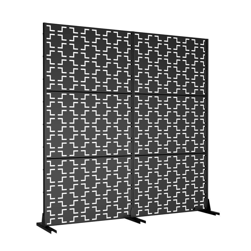 Outdoor Privacy Fence 71 in. L x 16 in. W x 72 in. H Black Galvanized Steel Garden Privacy Screen price history on PriceWatchPro