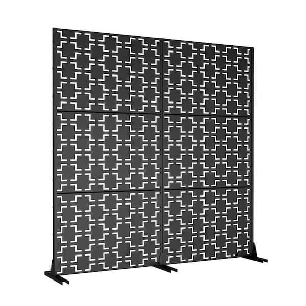 Outdoor Privacy Fence 71 in. L x 16 in. W x 72 in. H Black Galvanized Steel Garden Privacy Screen
