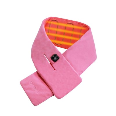 Unisex Pink Cordless Heated Scarf with Adjustable Warmth, Lithium-Ion Battery and Charger Included