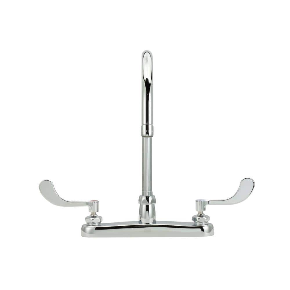 UPC 670240373716 product image for 2-Handle Kitchen Sink Utility Faucet with 8 in. Gooseneck in Chrome | upcitemdb.com