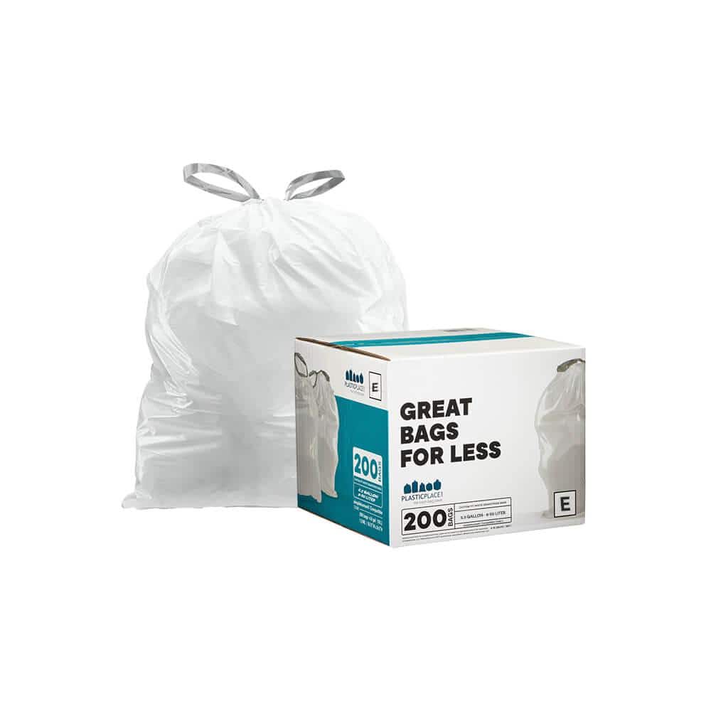 NINESTARS Extra Strong White Trash Bag w/Drawstring Closure, 21 Gal. / 79  L., 30 count, Pack of 3