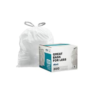 5.2 Gallon / 20 Liter White Drawstring Garbage Liners simplehuman* Code E Compatible 18.75" x 20" (200 Count)
