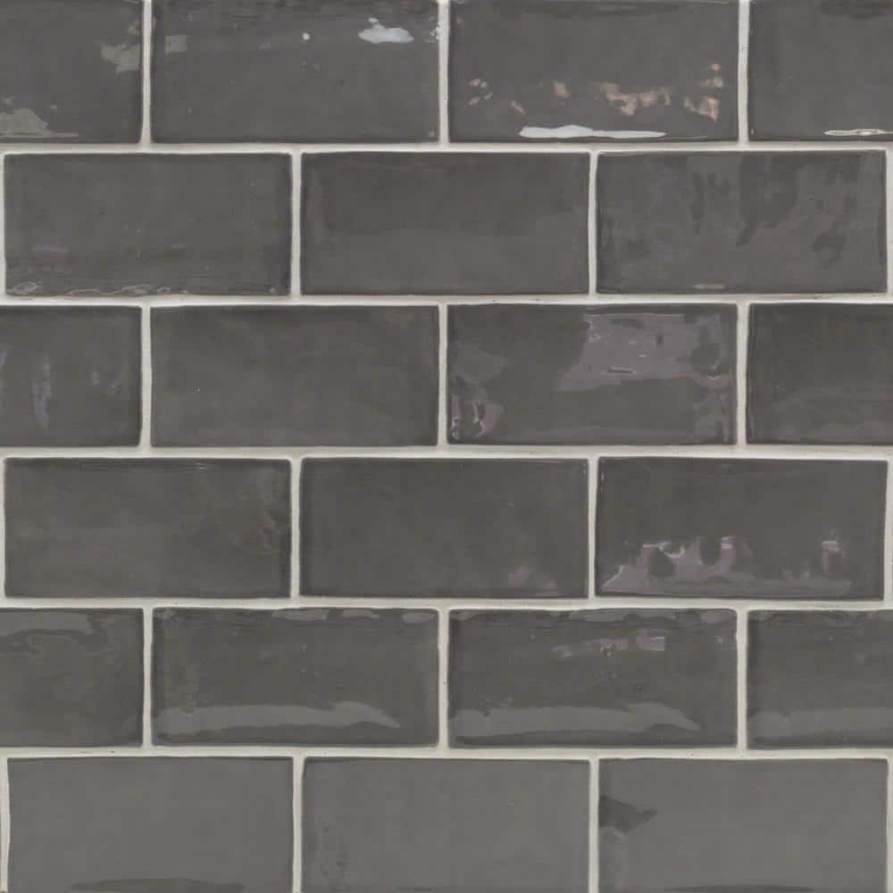 Messi 3x6 Polished Gray Ceramic Subway Wall Tile