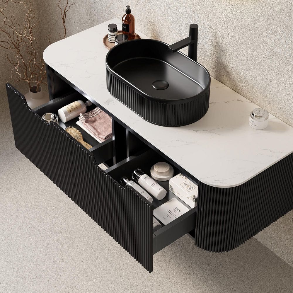 48 in. Floating Black Bath Vanity with Black Ceramic Top price history on PriceWatchPro