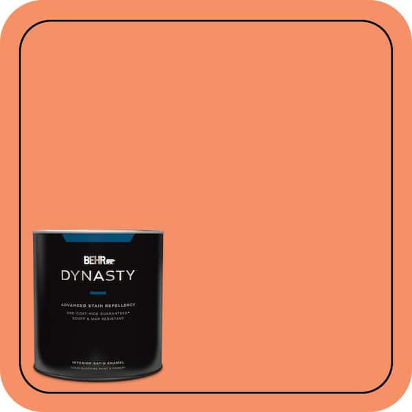 BEHR DYNASTY 1 qt. #210B-5 Tangerine Dream Satin Enamel Interior Stain-Blocking Paint and Primer