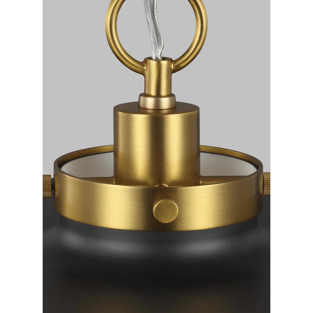 Midnight Black and Burnished Brass 20'' Dome Pendant Light