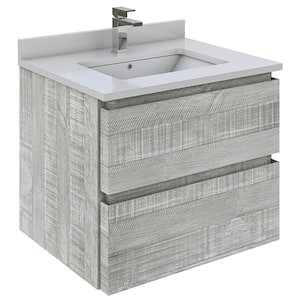 Formosa 24 in. W x 20 in. D x 20 in. H Bath Vanity in Ash with Vanity Top in White with 1 White Sink